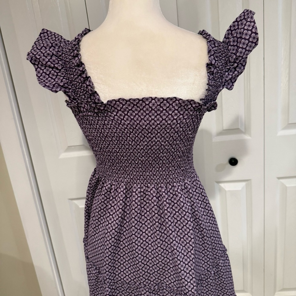 Hill House Home, The Nap Dress Purple Floral Smocked Midi Dress,  Size Small EUC - Picture 8 of 11